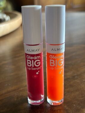 Almay Gleam BIG Lip Serum Bundle of 2 Glossy Hydrating Lip Colors | New